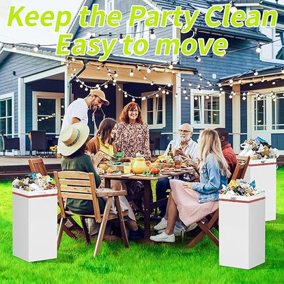 30 Gallon Disposable Trash Cans for Parties, 2 Pack Extra Large Portable Trash Can White Pop Up Trash Cans Bin, Recycle Collapsible Garbage Can Bins for Party Kitchen Camping Trash Can