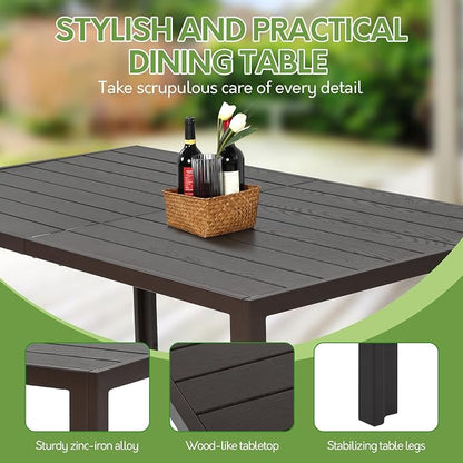 7 Piece Patio Dining Set for 6 | 6 Stackable Textilene Chairs and 1 Dining - Image 5