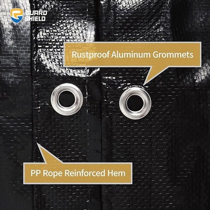 GUARD SHIELD Black Tarp Waterproof 6x6 Feet Medium Duty All Purpose Poly Tarps Cover 7mil