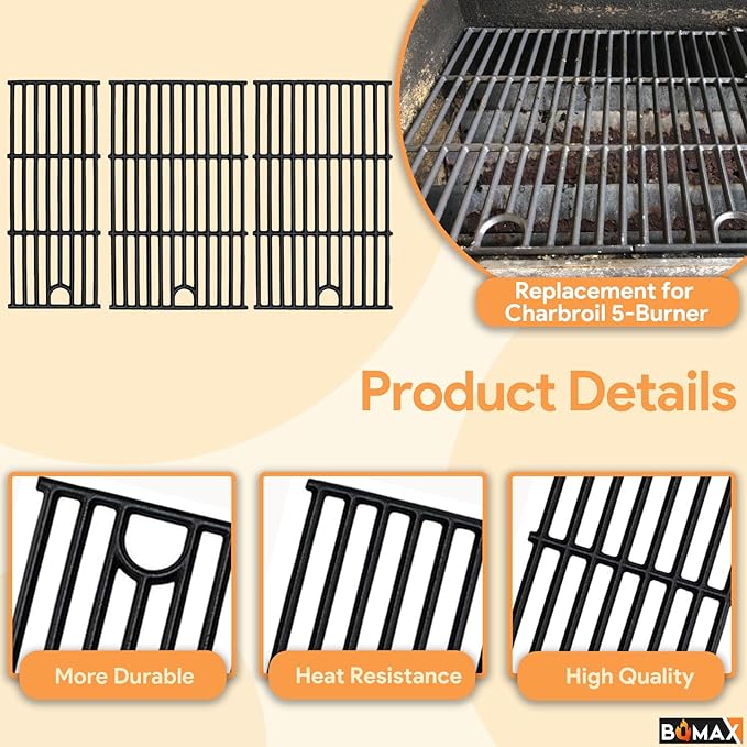 17 Inch Grill Grate & Heat Plate for Charbroil Performance 5 Burner Grill 463449021 463451022 463448021 463450022 463455021 G426-0005-W1, Cooking Grate for Charbroil Grill Replacement Parts 5 Burner