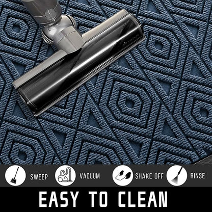 Yimobra Door Mat, Outdoor Indoor Entrance Welcome Mat, Heavy Entry Front Door Mat, Stain & Fade Resistant, Low Profile, Sturdy Rubber, Easy Clean Patio Floor Mat, Waterproof, 47 x 32, Blue