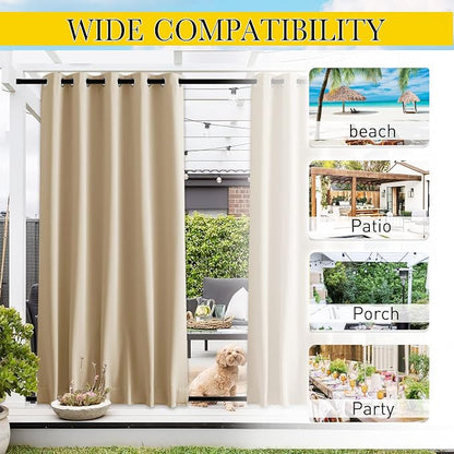 NICETOWN Weighted Curtains for Patio Waterproof W66xL84 Biscotti Beige | Gazebo - Image 7