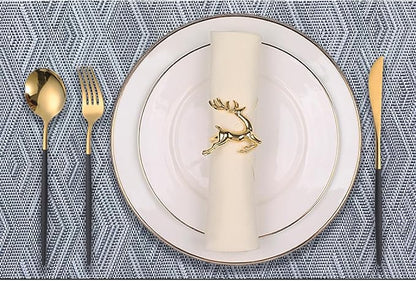 Elegant Placemats Set of 8, Plastic Heat-Resistant Non-Slip Vinyl Place Mats Washable Easy to Clean 18"x12" Placemats for Indoor Outdoor Table Decor (Grey)