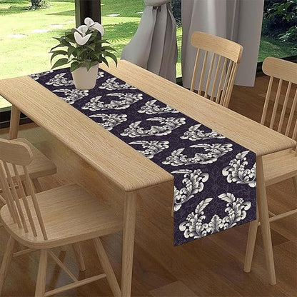 Gothic Table Runner, Antique Retro Damask Floral Bohemian Boho Purple Rustic Vintage Coffee Table Center Decor for Kitchen and Dining Outdoor Home Country Party Table Decorations, 13"x36"