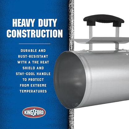 KINGSFORD Heavy Duty Deluxe Charcoal Chimney Starter | BBQ Chimney Starter for Charcoal Grill and Barbecues, Compact Easy to Use Chimney Starters and BBQ Grill Tools, Silver