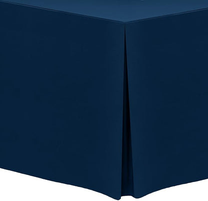 Ultimate Textile -2 Pack- 5 ft. Fitted Polyester Tablecloth - Fits 30 x 60-Inch Banquet and Folding Rectangular Tables - 42" H, Navy Blue