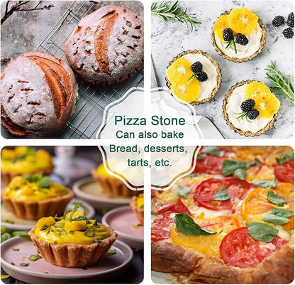 GGC 15 inch Pizza Stone for Ovens, Grill and BBQ to Cook Perfect Crispy Crust Pizza, Bread and More, Smooth Round Shape, Durability Baking Stone