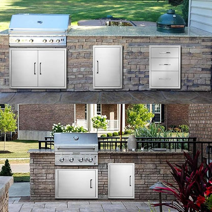 Outdoor Kitchen Door, 36" W23 H Outdoor Kitchen Access Door, Stainless Steel BBQ Double Door, Available for Outdoor Kitchen Island or Outdoor Kitchen.
