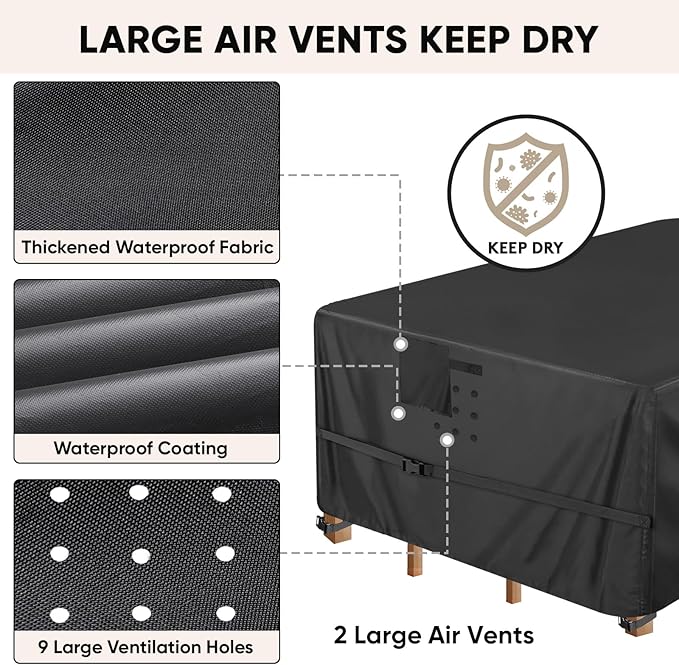 BALEINE Patio Furniture Covers, Outdoor Furniture Covers Waterproof, Heavy Duty Oxford Patio Table Cover for Outdoor Table, Chair, Sofa, Desk (Black 98"L×78"W×28"H)
