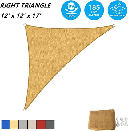 AsterOutdoor Sun Shade Sail Triangle 12' x 12' x 17' UV Block Canopy - Image 2