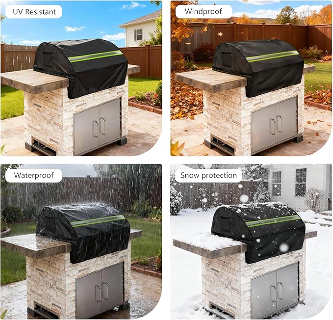 Built in Grill Cover for Bull 30-Inch grill heads - Heavy Duty 600D with Reflective Strips and Plush Lining,Protects the built in grill while enhancing its visual appeal, 25.5"L x32.5"W x22.5"H,Black