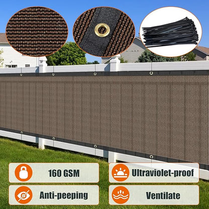 AYOHA 4' x 151' Privacy Fence Screen Fabric Mesh Shade Net Cover, Heavy Duty 160 GSM Privacy Barrier for Chain Link Fence, 90% Privacy Blockage, Excellent Airflow, Cable Zip Ties Included, Brown