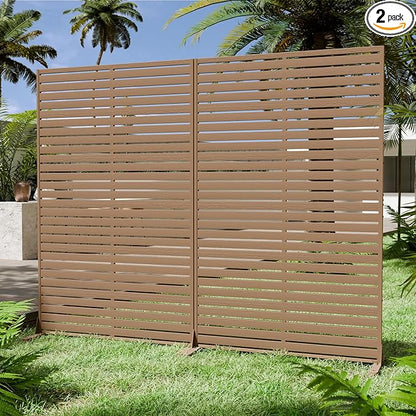 Privacy Fence Screen with Stand 6 Panel 72" H×47" W HDPE Decorative Panels with Steel Poles and Stand, Air Conditioner Fence Panels, Privacy Screen for Outdoor Backyard, Balcony, Pool
