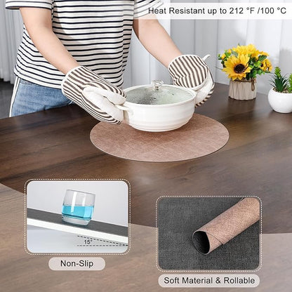 Myir JUN Round Placemats Dual Sided, Faux Leather Place Mats Set of 4 Indoor Placemats for Dining Table Outdoor Placemats Non-Slip Washable Table Mats (Set of 8, Gray Pink)