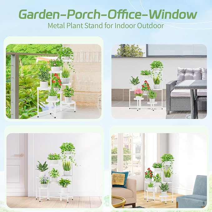 iDavosic.ly Plant Stand Indoor Outdoor, 7 Tier Metal Corner Shelf, Folding - Image 3