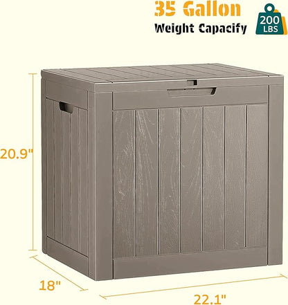 NUNU LAB 35 Gallon Outdoor Storage Box Waterproof, Outside Package Delivery Deck Boxes with Lockable Lid, Backyard Storage Bin For Garden Tools, Patio Cushions Accessories, Gray