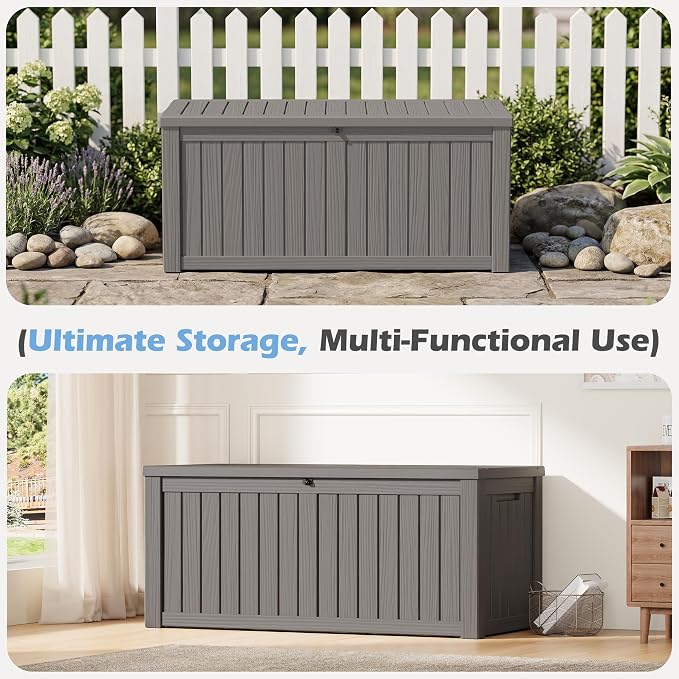 Outdoor Storage Box, 155 Gallon Resin Deck Boxes Outdoor Waterproof - Image 8