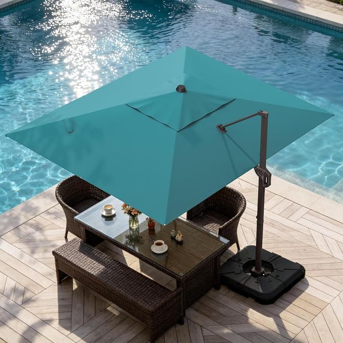 9' X 12' Cantilever Patio Umbrella Rectangle Outdoor Umbrella, 6-Level Tilt & - Image 9