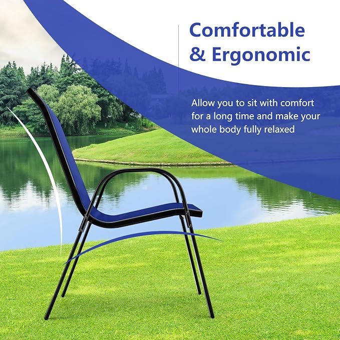 Giantex Patio Chairs Set of 4, Stackable Outdoor Dining Chairs - Image 6