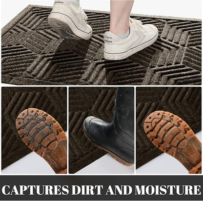 Yimobra Large Door Mat 47x24, All-Season Waterproof Outdoor Mats for Front Door Entrance with Drainage Holes, Heavy Duty Non-Slip Doormat for Garage Patio Entryway Indoor, Brown