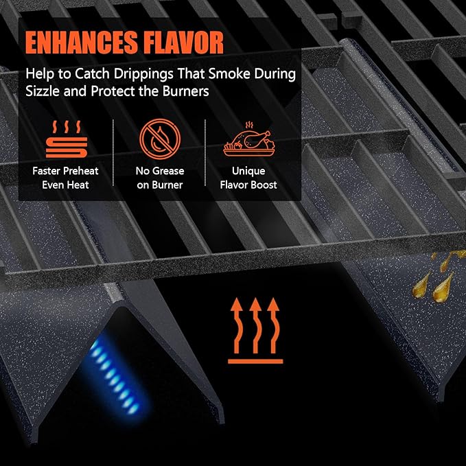 QuliMetal 7635 15.3" Flavorizer Bars for Weber Spirit E210, E220, S210, S215, Spirit 200 & GS4 Spirit II E210, Spirit II E220 with Front Control, 16GA Porcelain Steel Grill Heat Plates