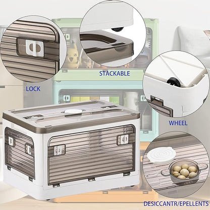 Collapsible Storage Bins with Lids, Closet Organizers, Dorm Room Essentials, Folding Storage Box