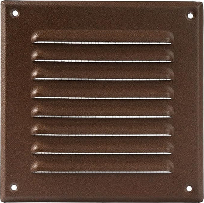 Vent Systems - 5 x 5 Inch (Inner) Brown Metal Square Soffit Air Vent Grille Cover, Register Vent Deflector Louver Built-in Mesh HVAC for Bathroom Home Office Kitchen 6.5" x 6.5" (Outer)
