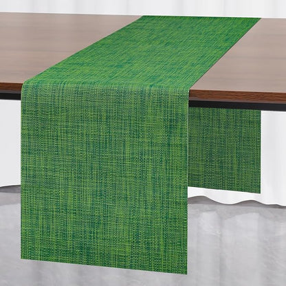 Myir JUN Table Runner, Vinyl Table Runner Indoor 72 Inch Long Arbitrarily Cropped Runner for Table Heatproof for Home Party (Dark Green, 12 x 72 inch)