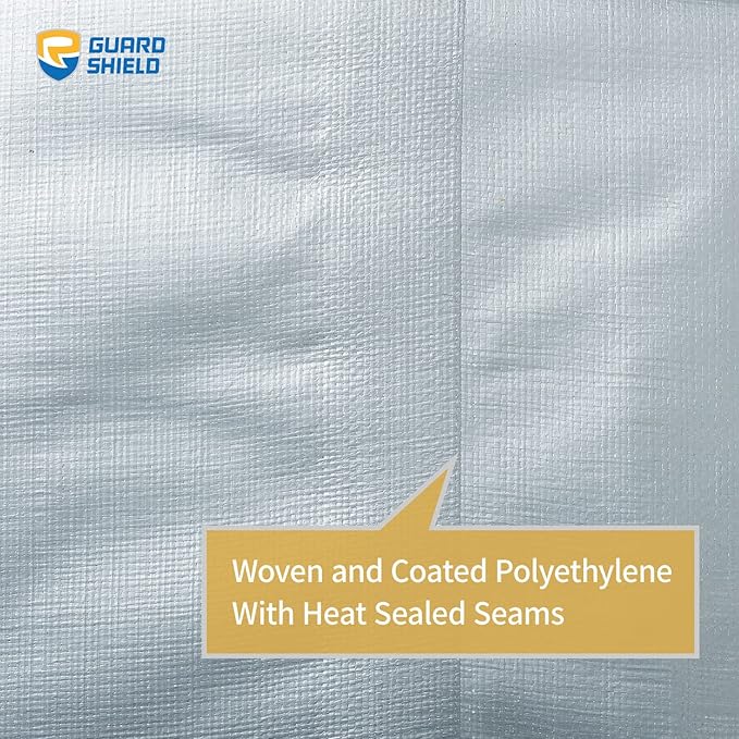 GUARD SHIELD Heavy Duty Tarp 8x10 Feet Silver Multi Purpose Thick Waterproof Poly Tarp Cover 10mil