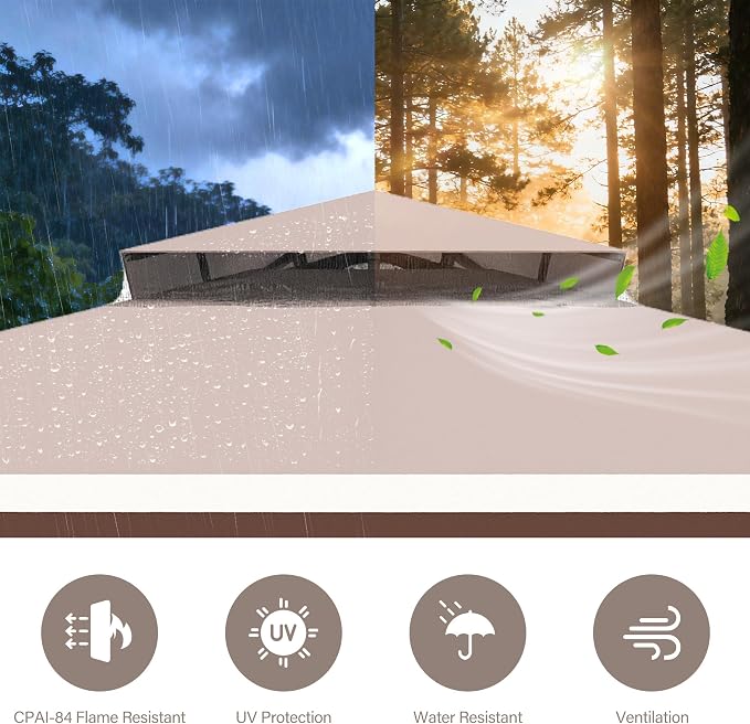8'x8' Outdoor Gazebo, Metal Frame Heavy Duty Patio Canopy Tent Shelter - Image 5
