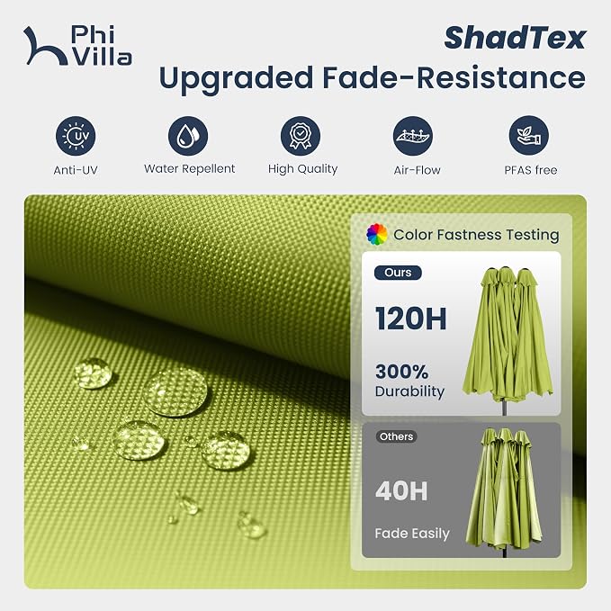 PHI VILLA 15ft Large Outdoor Patio Umbrella - Image 5