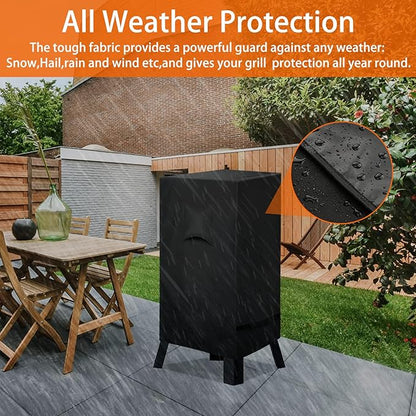 iCOVER 30 inch Smoker Cover for Masterbuilt - 21" L X 18" D X 33" H 600D Square Smokers Covers Water Proof Canvas Heavy Duty for 30-Inch Electric Vertical BBQ, Black, #G21611