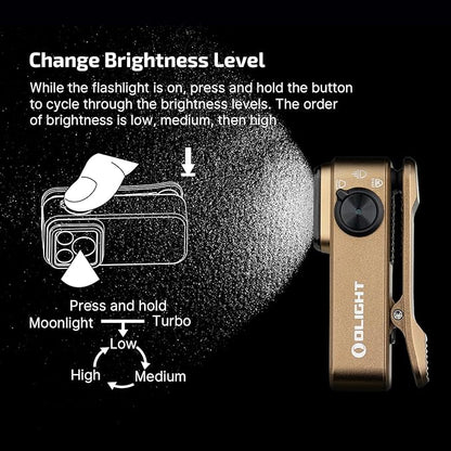 OLIGHT Oclip Pro EDC Flashlight Clip-on Light, Rechargeable 500 Lumens with Three Lighting Solutions Type-C Charging, Magnetic Flash Lights for Outdoor or Indoor Use(Ancient Script)