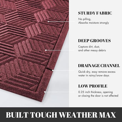 Yimobra Outdoor Indoor Runner Mat 72x24, All-Season Waterproof Entrance Mat for Front Door with Drainage Holes, Heavy Duty Non-Slip Doormat for Garage Patio Entryway, Red