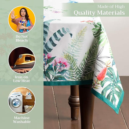 Maison d' Hermine Table Cloth Rectangle Table 100% Cotton 70 x 108 Inches Tablecloth Reusable Decorative for Dining Room, Farmhouse, Home, Party, Festive & Wedding Spring Summer - Tropiques