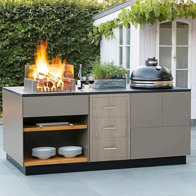 Stainless Steel Outdoor Kitchen Triple Drawers 16" W x 20.5" D x 28.5" H - Heavy Duty with Handles, Weather-Resistant Flush Mount for BBQ Island, Patio Grill & Outdoor Cooking Space
