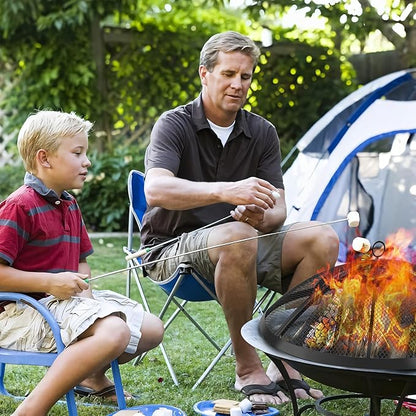 Fire Pit Spark Screen, Outdoor 27 Inch Round Fire Pit Screen with Foldable Hook and Fire Safety Gloves, Heavy Duty Steel Mesh Fire Pit Cover, Fire Pit Lid for Backyard, Beach, RV Camping