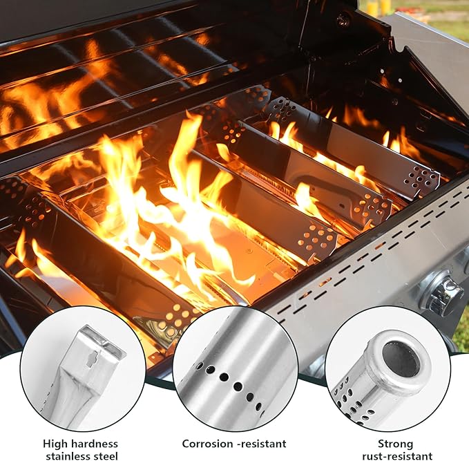 Stainless Steel Cooking Grate,Heat Shield and Burner Kit for Nexgrill Replacement Parts 6 Burner 720-0896 720-0896B 720-0896C 720-0896E 720-0896X,for Nexgrill Deluxe & Evolution 6 Burner Gas Grills