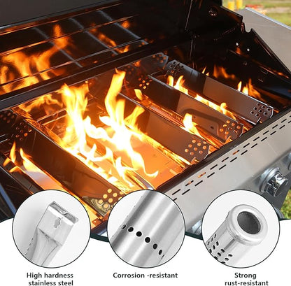 Stainless Steel Cooking Grate,Heat Shield and Burner Kit for Nexgrill Replacement Parts 6 Burner 720-0896 720-0896B 720-0896C 720-0896E 720-0896X,for Nexgrill Deluxe & Evolution 6 Burner Gas Grills