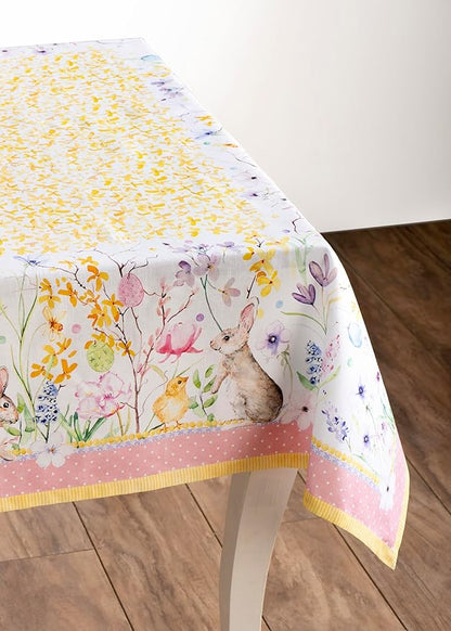 Maison d' Hermine Table Cloth Rectangle Table 100% Cotton 60 x 90 Inches Tablecloth Reusable Decorative for Dining Room, Farmhouse, Home, Party, Festive & Wedding Spring Summer - Easter Zest