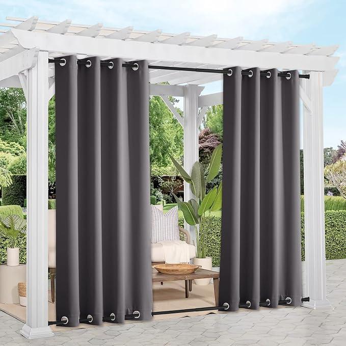NICETOWN 2 Panels Outdoor Curtains Weighted Sunblock - Image 2