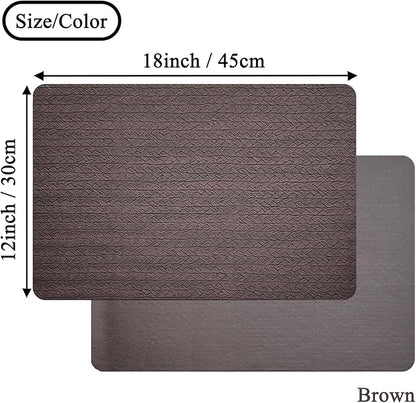 PIGCHCY Waterproof PVC Place Mats Set of 6, Non-Slip Faux Leather Placemats Rattan Pattern Surface Table Mats for Wedding/Birthday Party/Kitchen (18"x12", Brown)