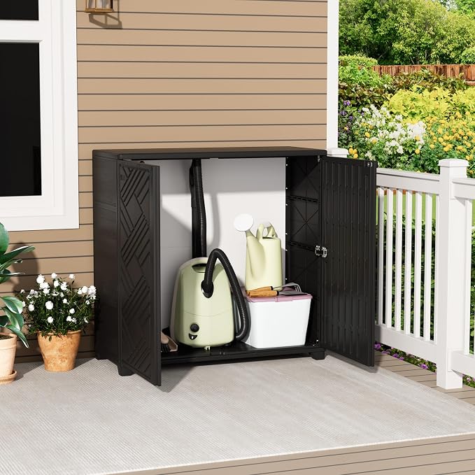 ADDOK Outdoor Storage Cabinet, 60 Gallon Waterproof Resin Patio Storage Cabinet - Image 9