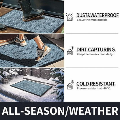 Yimobra Large Door Mat Outside Entrance 47x32, Waterproof Heavy Duty Outdoor Mats for Front Door, Non Slip Rubber Entry Mat for Garage Patio Indoor, Easy Clean, Mix Blue