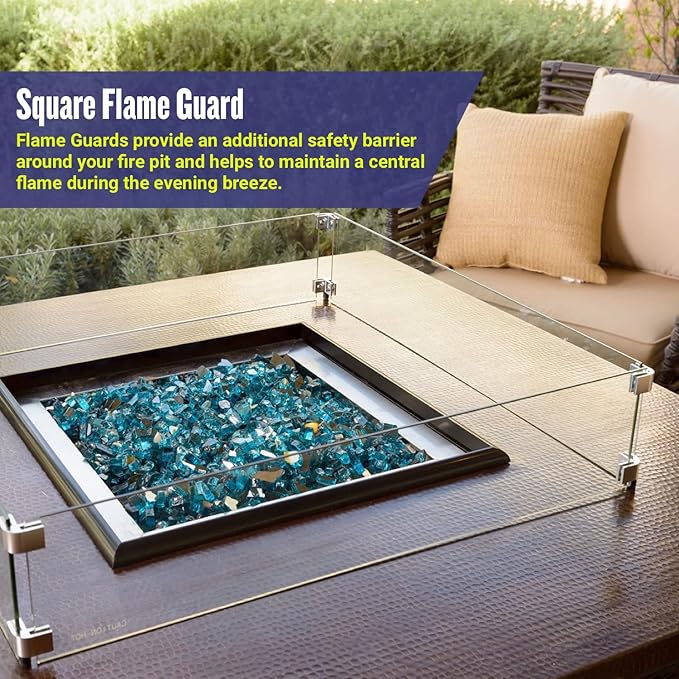 23.5" X 23.5" x 6” Square Glass Flame Guard