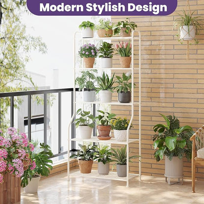5-Tier Corner Plant Stand, Metal Black Flower Pot Rack, Indoor Outdoor Heavy - Image 4