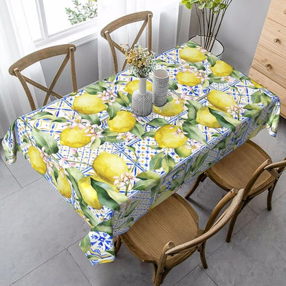 Worltoldb Lemon Tablecloths Polyester Table Cloth for Kitchen Dinning Table Washable Table Cover for Parties Wedding Picnic