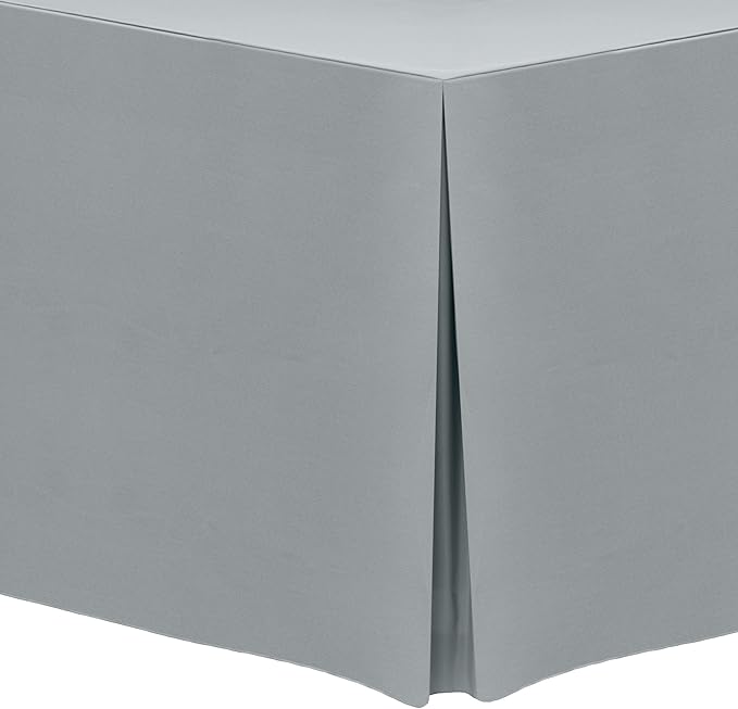 Ultimate Textile -3 Pack- 5 ft. Fitted Polyester Tablecloth - Fits 30 x 60-Inch Banquet and Folding Rectangular Tables - 42" H, Silver