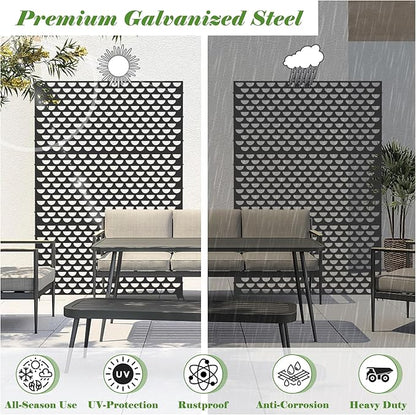 Domi Metal Privacy Screens and Panels with Free Standing, Freestanding Outdoor Indoor Privacy Screen, Decorative Privacy Screen for Balcony Patio Garden, Semi-Circular Shape