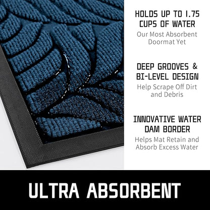 Yimobra 47x24 Large Door Mat Outdoor Indoor, All-Season Waterproof Door Mat Outside Entrance, All-Weather Non-Slip Outside Doormat for Garage Patio Entryway, Blue